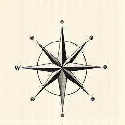 Elegant kompassrose-lignende grafikk som symboliserer veiledning og designprinsipper, i nordisk stil
